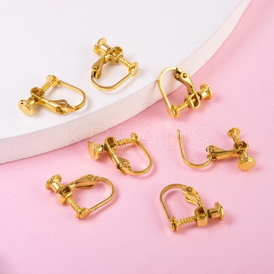 Brass Screw On Clip-on Earring Findings X-KK-L164-02G-1