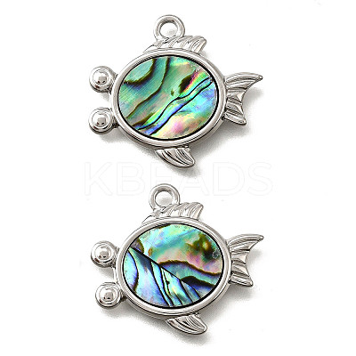 304 Stainless Steel Pave Natural Paua Shell Pendants STAS-C122-21E-01P-1