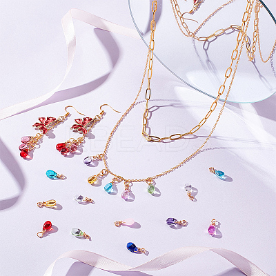 12Pcs 12 Color Glass Charms PALLOY-AB00038-1