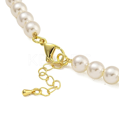 Rack Plating Brass & ABS Plastic Pearl Beads Beaded Necklaces for Women NJEW-C059-16G-1