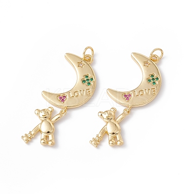 Rack Plating Brass Micro Pave Colorful Cubic Zirconia Pendants ZIRC-C040-20G-1