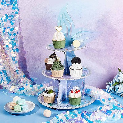 3-Tier Paper Cake Display Stand AJEW-WH0413-64-1