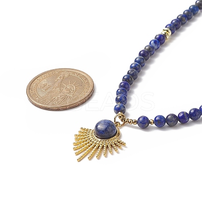 Natural Lapis Lazuli Beaded Necklaces NJEW-JN04226-02-1