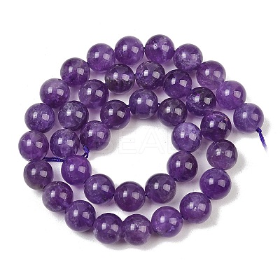 Natural Amethyst Round Bead Strands G-M212-10mm-01A-1