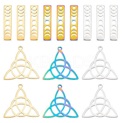 24Pcs 6 Style 304 Stainless Steel Pendants STAS-DC0010-55-1
