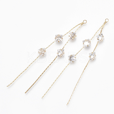 Brass Big Chain Tassel Pendants X-KK-S348-062-1