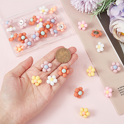 30Pcs 6 Colors Iron Push Pins AJEW-CP0005-74-1