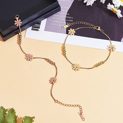 Stainless Steel Daisy Flowers Ankle with Box Chains for Women JA196B-1