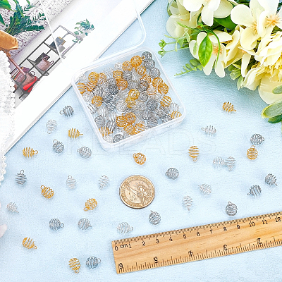 108Pcs 3 Colors Stainless Steel Spiral Bead Cage Pendants STAS-CN0001-59-1