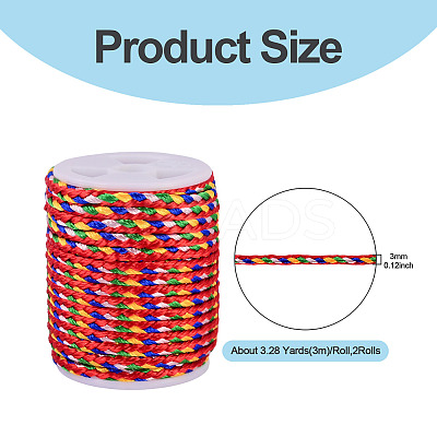 2 Rolls Multi-Color Decorative Nylon Twisted Cord NWIR-TADJ0001-04C-1