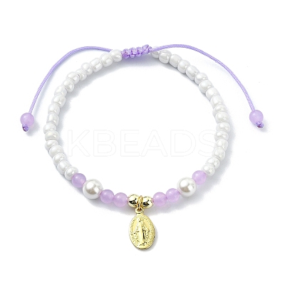 Glass Imitation Pearl Braided Bead Bracelets BJEW-JB09989-1
