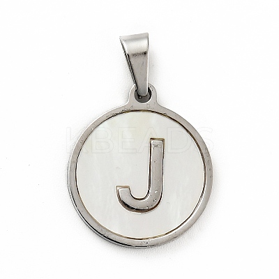 304 Stainless Steel with White Shell Pendants STAS-G268-01J-P-1