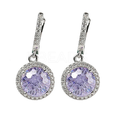 925 Sterling Silver Micro Pave Cubic Zirconia Hoop Earrings EJEW-B147-01B-05-1