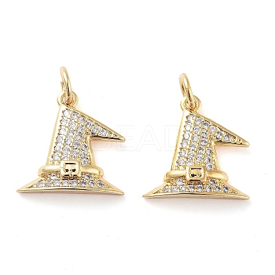 Rack Plating Brass Micro Pave Clear Grade AAA Cubic Zirconia Pendants KK-M280-06G-1