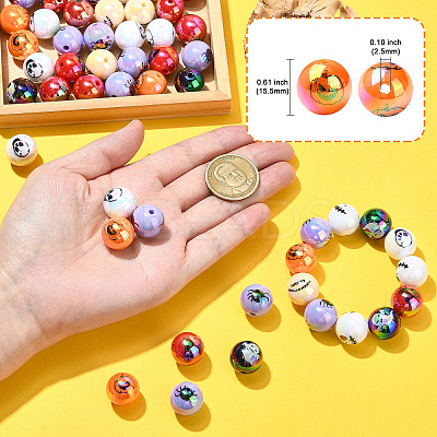 50Pcs Halloween Theme Plating Acrylic Beads OACR-CJ0002-21-1