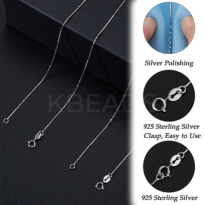 Anti-Tarnish 2Pcs Rhodium Plated 925 Sterling Silver Boston Link Chain Necklaces Set STER-BBC0006-13B-1