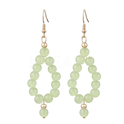 3 Pairs 3 Colors Imitation Jade Glass Beaded Teardrop Dangle Earrings EJEW-JE06517-1