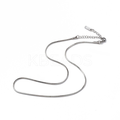 Non-Tarnish 304 Stainless Steel Round Snake Chain Necklace for Men Women NJEW-K245-012C-1