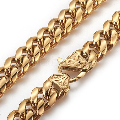 201 Stainless Steel Curb Chain Necklaces NJEW-P243-01G-03-1