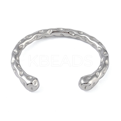 Non-Tarnish 304 Stainless Steel Open Cuff Textured Bangles for Women LS-BJEW-G706-02P-1
