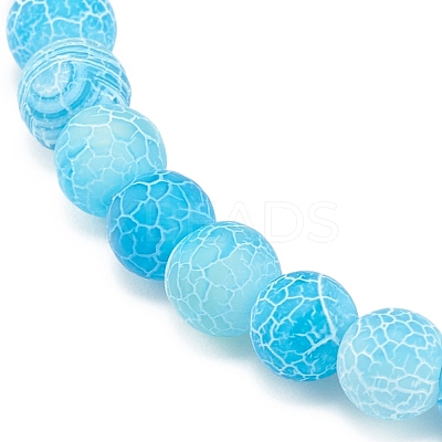 Natural Weathered Agate(Dyed) Round Beaded Stretch Bracelet BJEW-JB08363-03-1