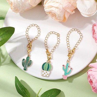 3Pcs 3 Styles Cactus Alloy Enamel Cup Charms HJEW-JM02163-1
