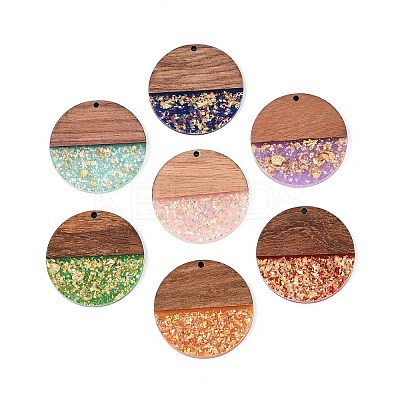 Opaque Resin and Walnut Wood Pendants RESI-T060-12A-1