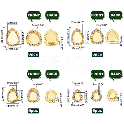 24Pcs 4 Style Brass Cabochon Connector Setting RB-PH0001-18G-1
