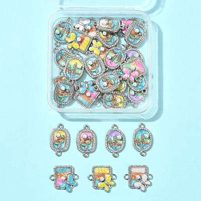30Pcs 3 Styles Alloy Crystal Rhinestone and ABS Imitation Pearl Connector Charms ENAM-FS0003-71P-1