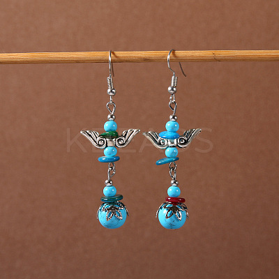 Bohemian tassel turquoise earrings LS-JU8957-24-1
