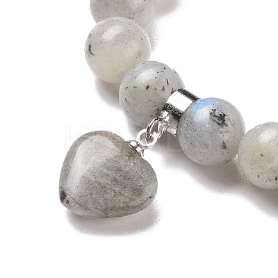 Natural Labradorite Beads Charm Bracelets BJEW-K164-B03-1