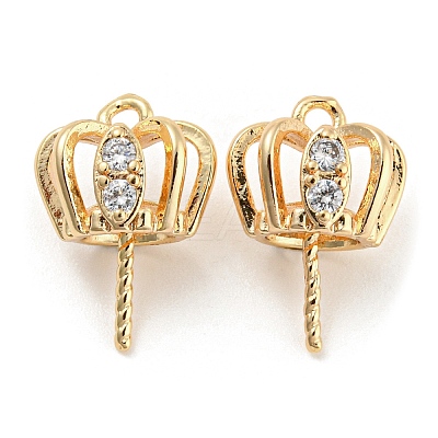 Brass Micro Cubic Zirconia Cup Peg Bails KK-Q789-22G-1