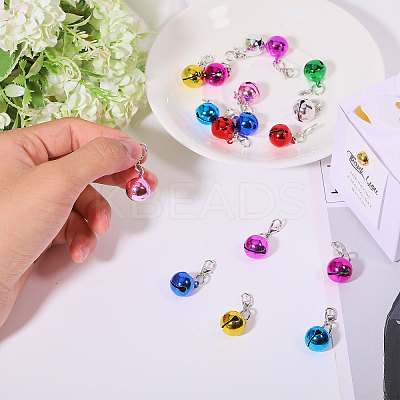 18Pcs 9 Colors Iron Bell Pendant Decoration AJEW-GL0002-54-1