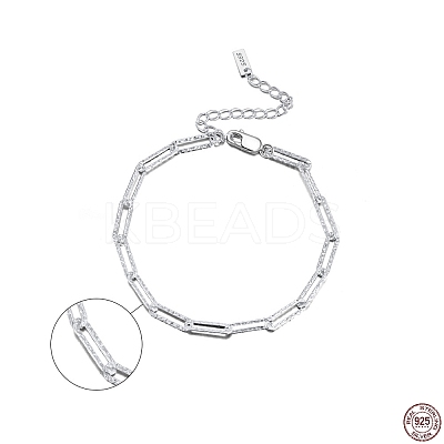 Rhodium Plated 925 Sterling Silver Paperclip Chain Bracelets BJEW-I314-055P-1