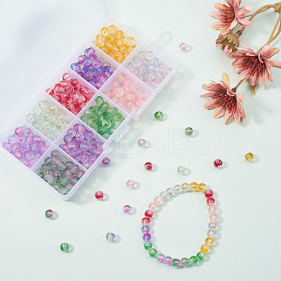 400Pcs 10 Colors Frosted Spray Painted Glass Beads Strands GLAA-CJ0001-39-1