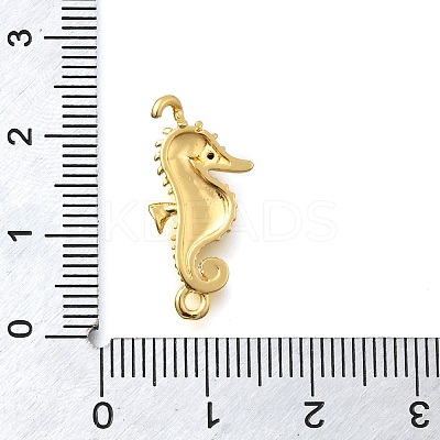 Brass Micro Pave Black Cubic Zirconia Sea Animals Connector Charms KK-C121-03G-1