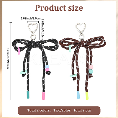 2Pcs 2 Colors Acrylic & Polyester Bowknot Pendant Decorations HJEW-GF0001-61-1