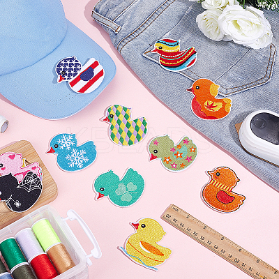 12Pcs 12 Colors Duck Polyester Computerized Embroidery Cloth Iron on/Sew on Patches DIY-WH0890-26-1