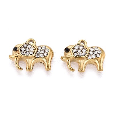 304 Stainless Steel Rhinestone Charms STAS-N115-46G-1