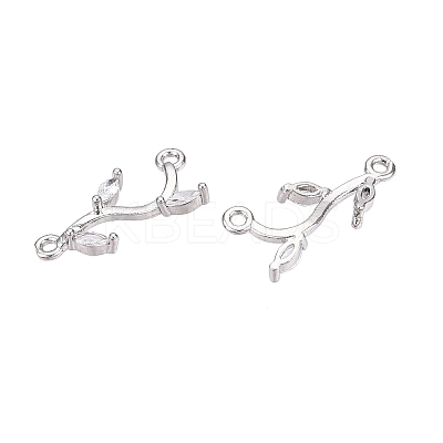 Brass Clear Cubic Zirconia Branch Links Connectors KK-S359-156P-RS-1