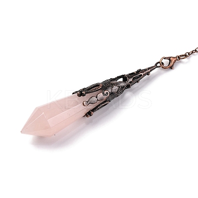 Natural Rose Quartz Pointed Dowsing Pendulum Big Pendants G-H285-06R-A22-1