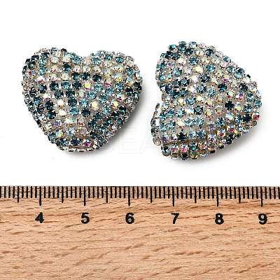 Sparkling Acrylic Heart Beads with Rhinestone Embellishment OACR-NH0001-02B-03-1