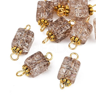 10Pcs Crackle Glass Cube Connector Charms PALLOY-JF03962-1