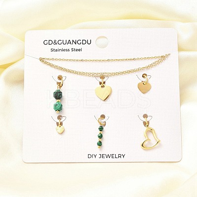 Synthetic Malachite Heart Pendant & Necklaces & Bracelets Sets SJEW-Q002-07G-1