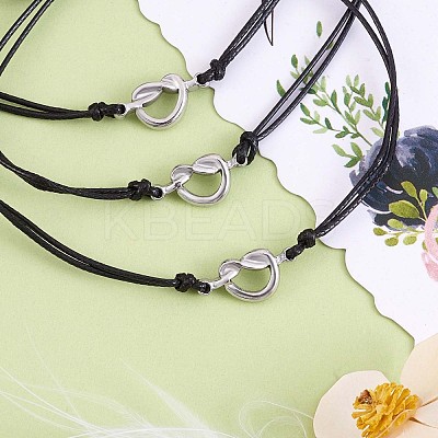 3Pcs 3 Style 430 Stainless Steel Knot Heart Link Bracelets Set JB719A-1