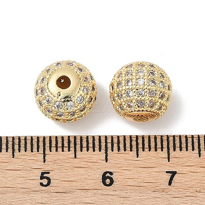 Brass Pave Clear Cubic Zirconia Beads KK-Q030-12G-1