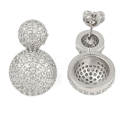 Flat Round Clear Cubic Zirconia Stud Earrings EJEW-S235-03G-1