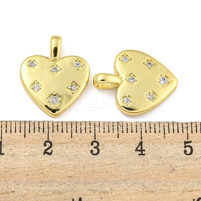 Heart Rack Plating Brass Micro Pave Clear Cubic Zirconia Pendants X-KK-Z053-02G-1