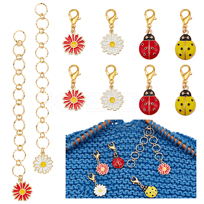 Locking Stitch Markers and Beaded Link Knitting Row Counter Chains HJEW-AB00546-1