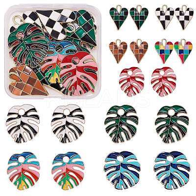 18Pcs 9 Style Rack Plating Alloy Enamel Pendants FIND-SZ0002-21-1